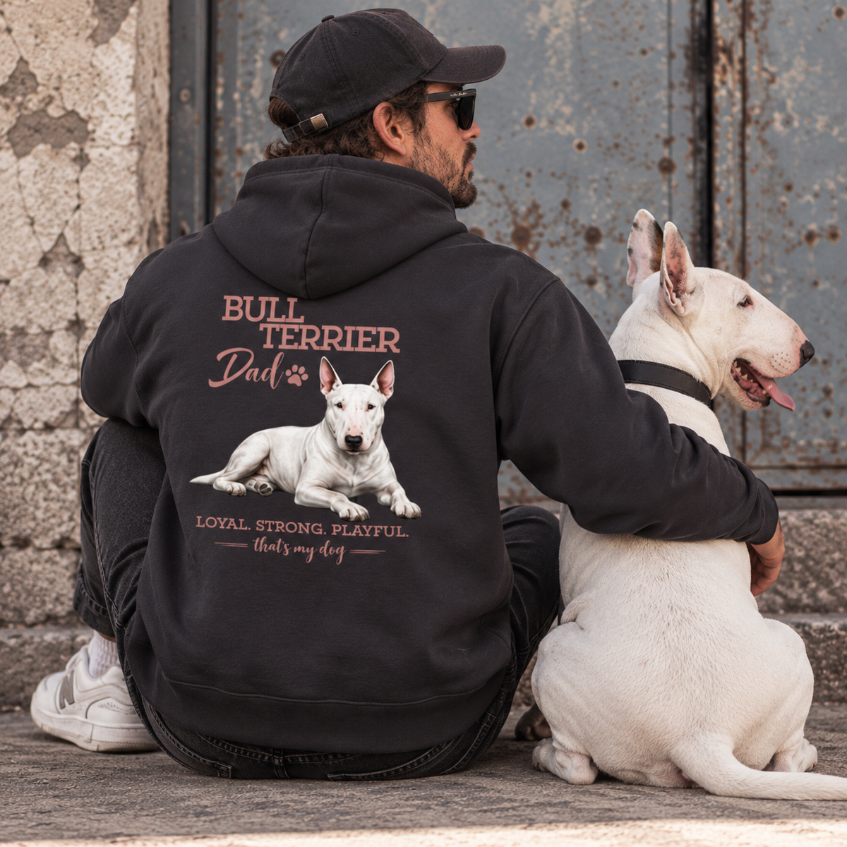 Bullterrier Dad - Regular Fit Backprint Hoodie