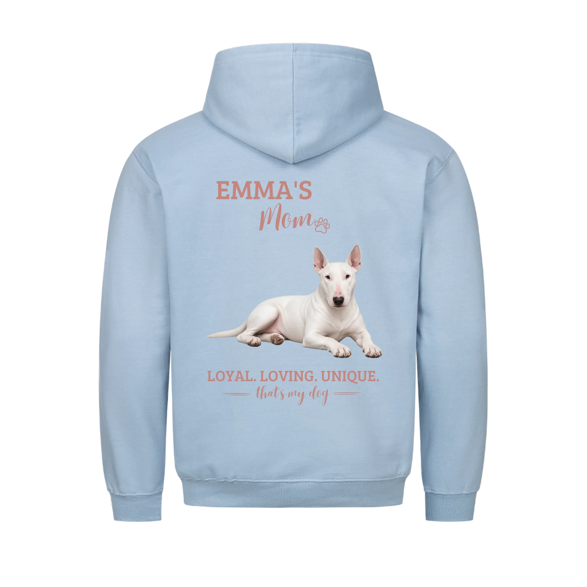 Dog/Cat Mom - Personalisierbarer Hoodie - Namen und Foto im Regular Fit - Rückenprint