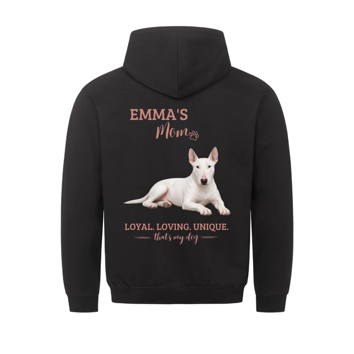 Dog/Cat Mom - Personalisierbarer Hoodie - Namen und Foto im Regular Fit - Rückenprint