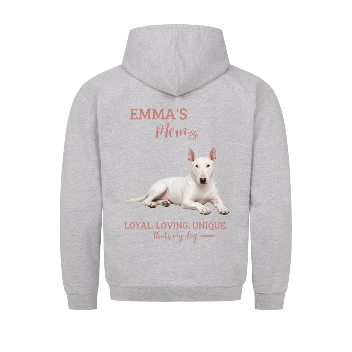 Dog/Cat Mom - Personalisierbarer Hoodie - Namen und Foto im Regular Fit - Rückenprint