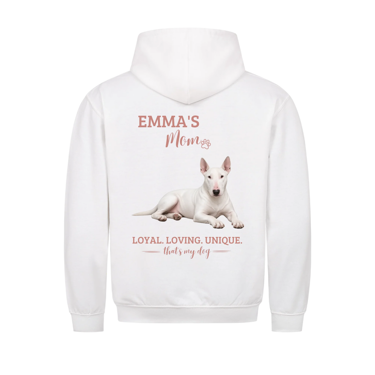Dog/Cat Mom - Personalisierbarer Hoodie - Namen und Foto im Regular Fit - Rückenprint