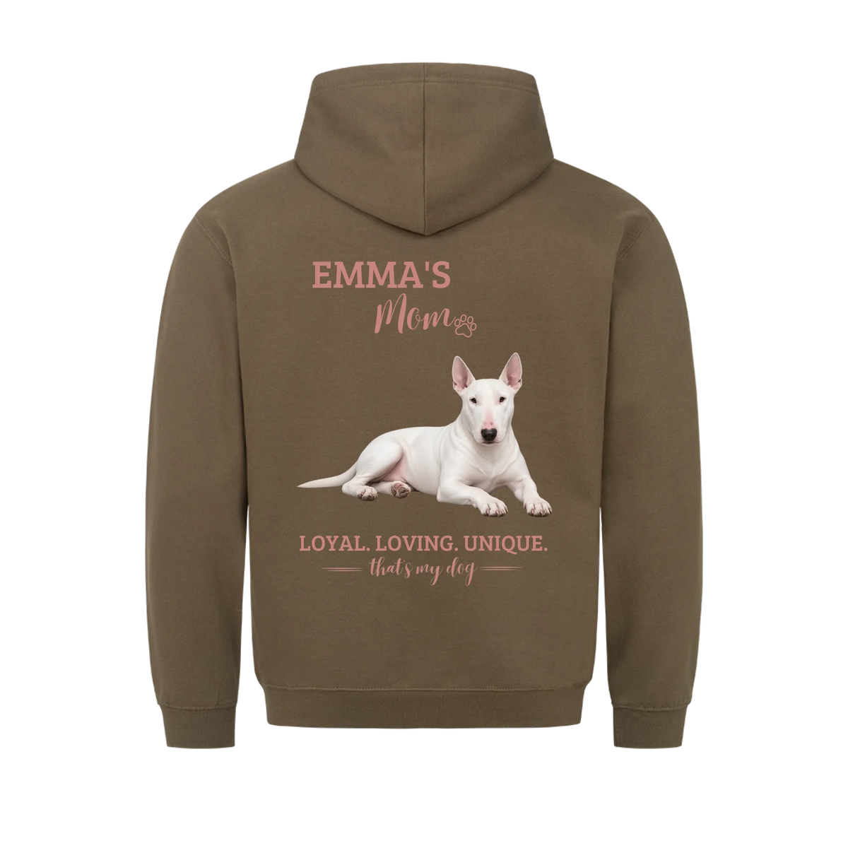 Dog/Cat Mom - Personalisierbarer Hoodie - Namen und Foto im Regular Fit - Rückenprint
