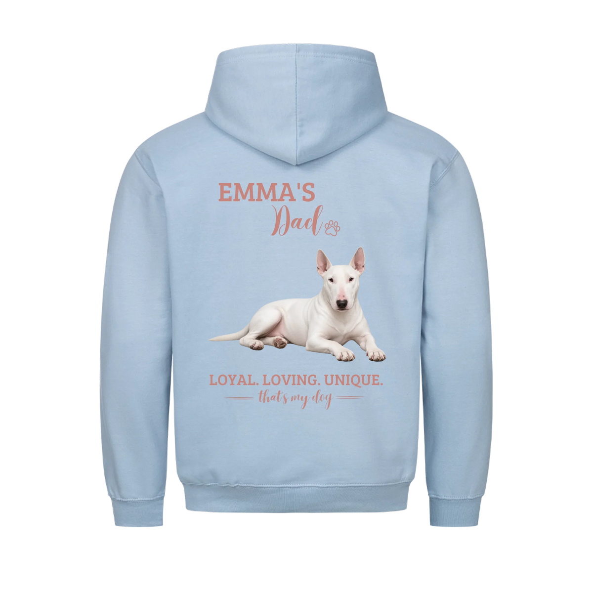 Dog/Cat Dad - Personalisierbarer Hoodie - Namen und Foto im Regular Fit - Backprint
