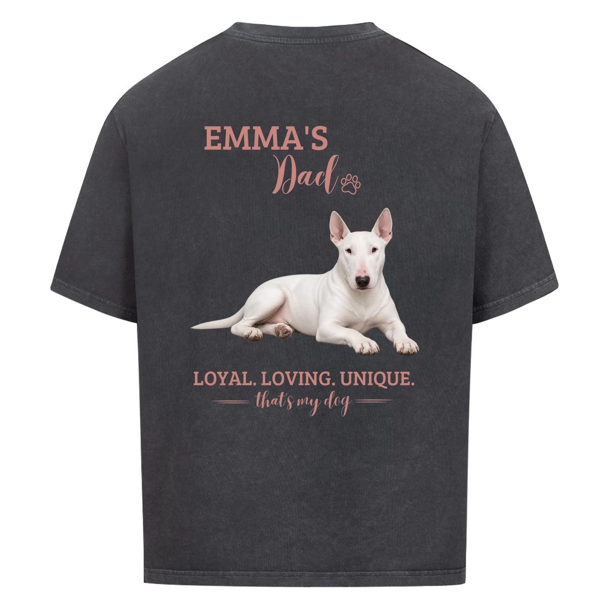 Dog/Cat Dad - Personalisierbares Oversized T-Shirt - mit Name und Foto - Rückenprint