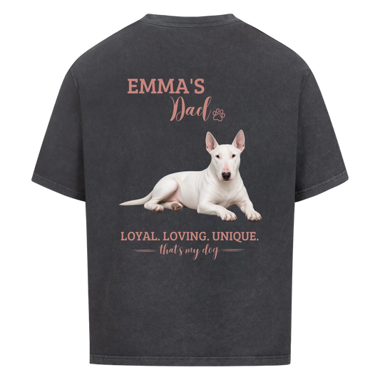 Dog/Cat Dad - Personalisierbares Oversized T-Shirt - mit Name und Foto - Rückenprint