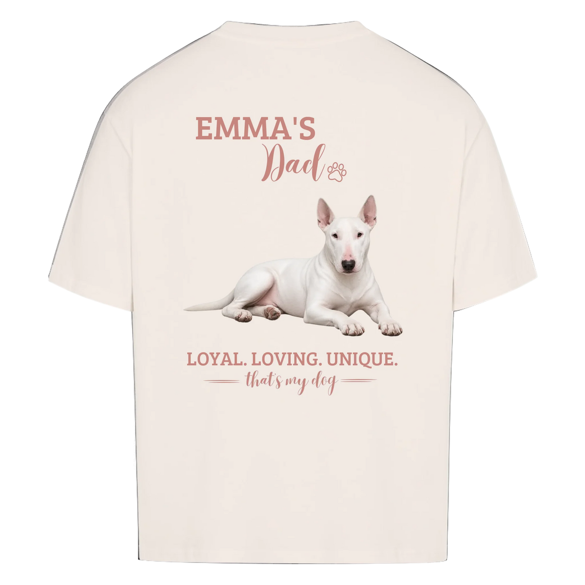 Dog/Cat Dad - Personalisierbares Oversized T-Shirt - mit Name und Foto - Rückenprint