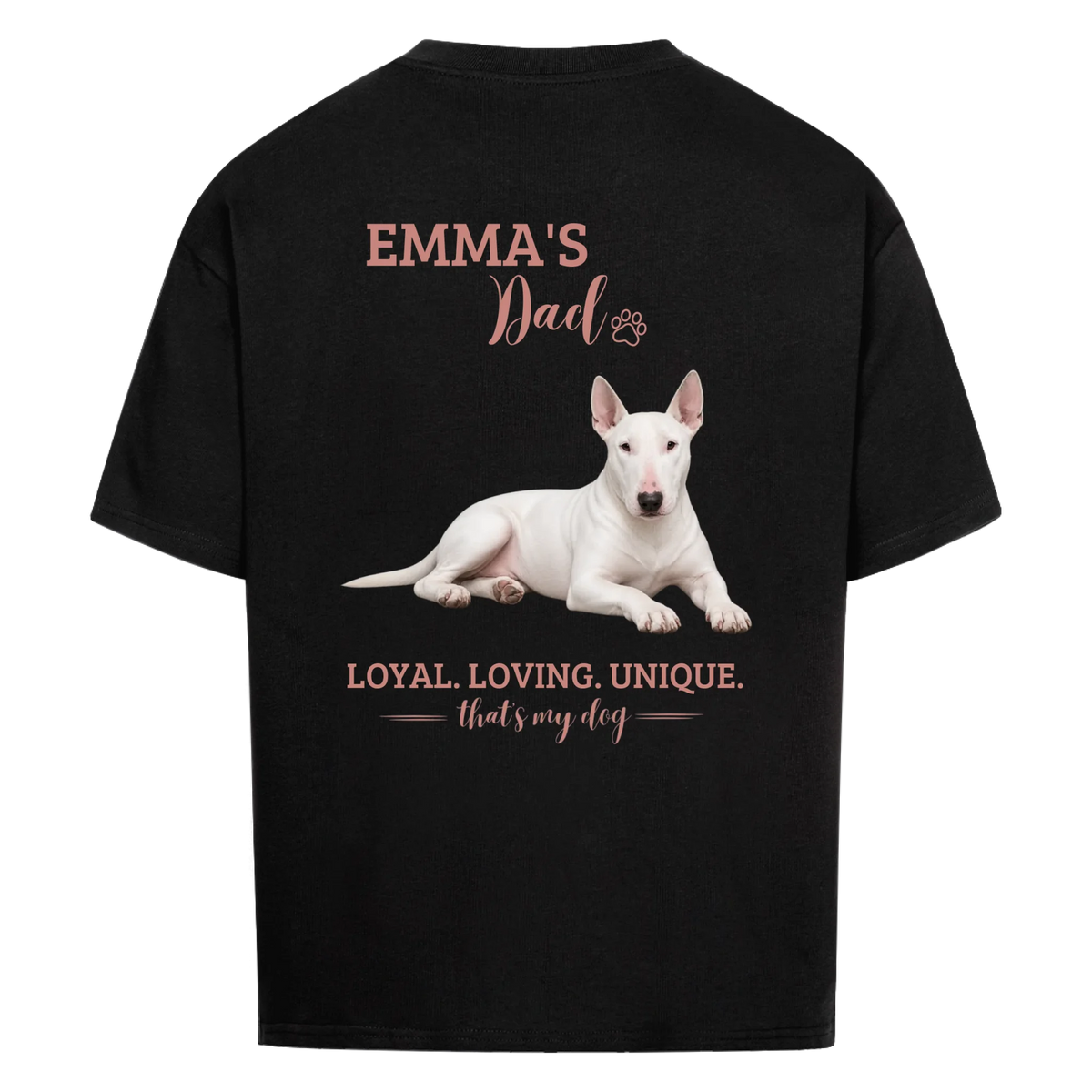 Dog/Cat Dad - Personalisierbares Oversized T-Shirt - mit Name und Foto - Rückenprint