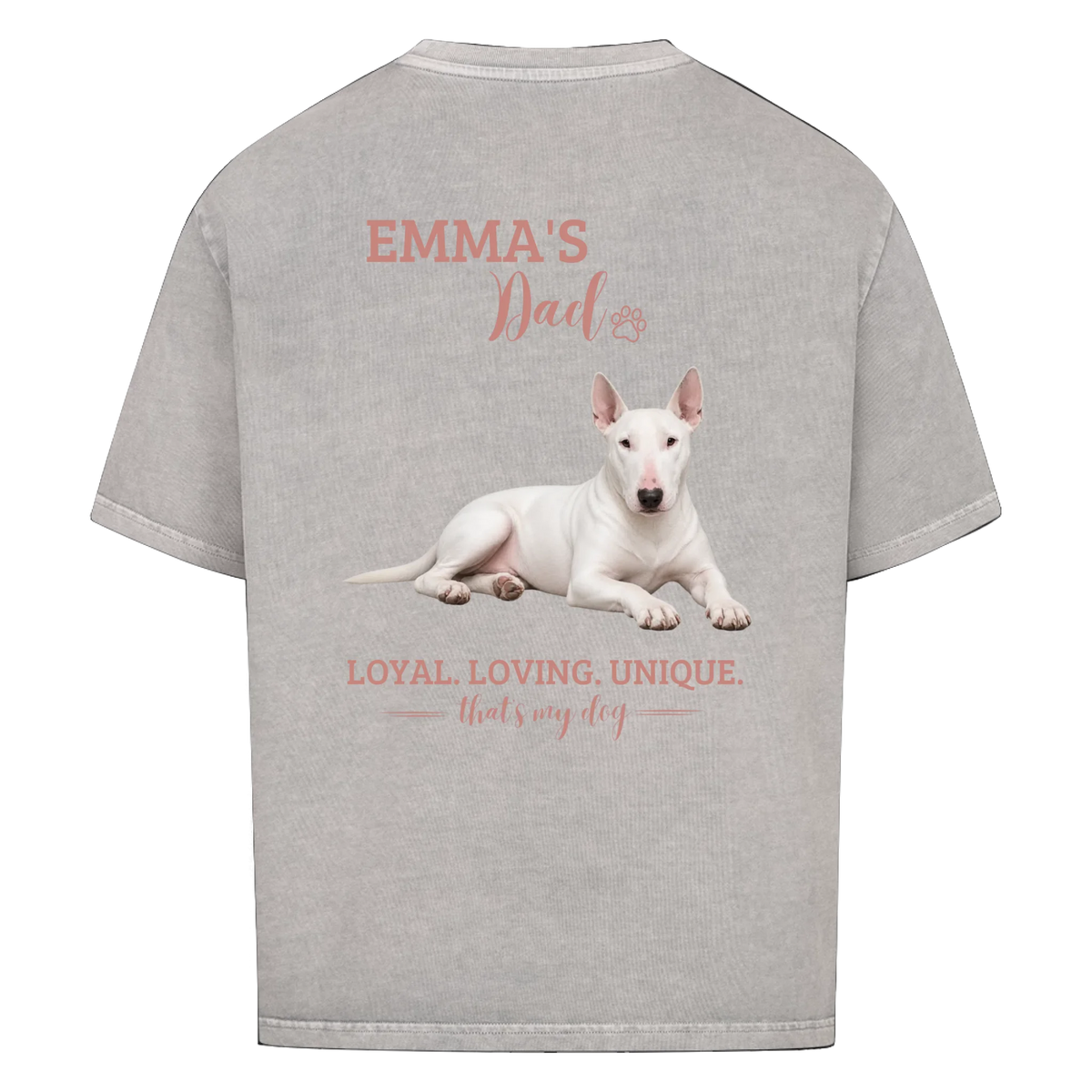 Dog/Cat Dad - Personalisierbares Oversized T-Shirt - mit Name und Foto - Rückenprint