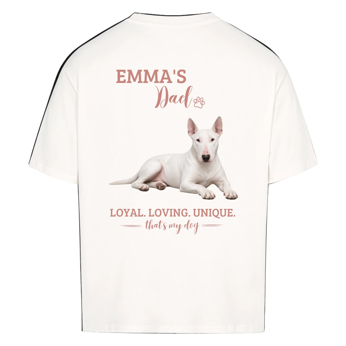 Dog/Cat Dad - Personalisierbares Oversized T-Shirt - mit Name und Foto - Rückenprint