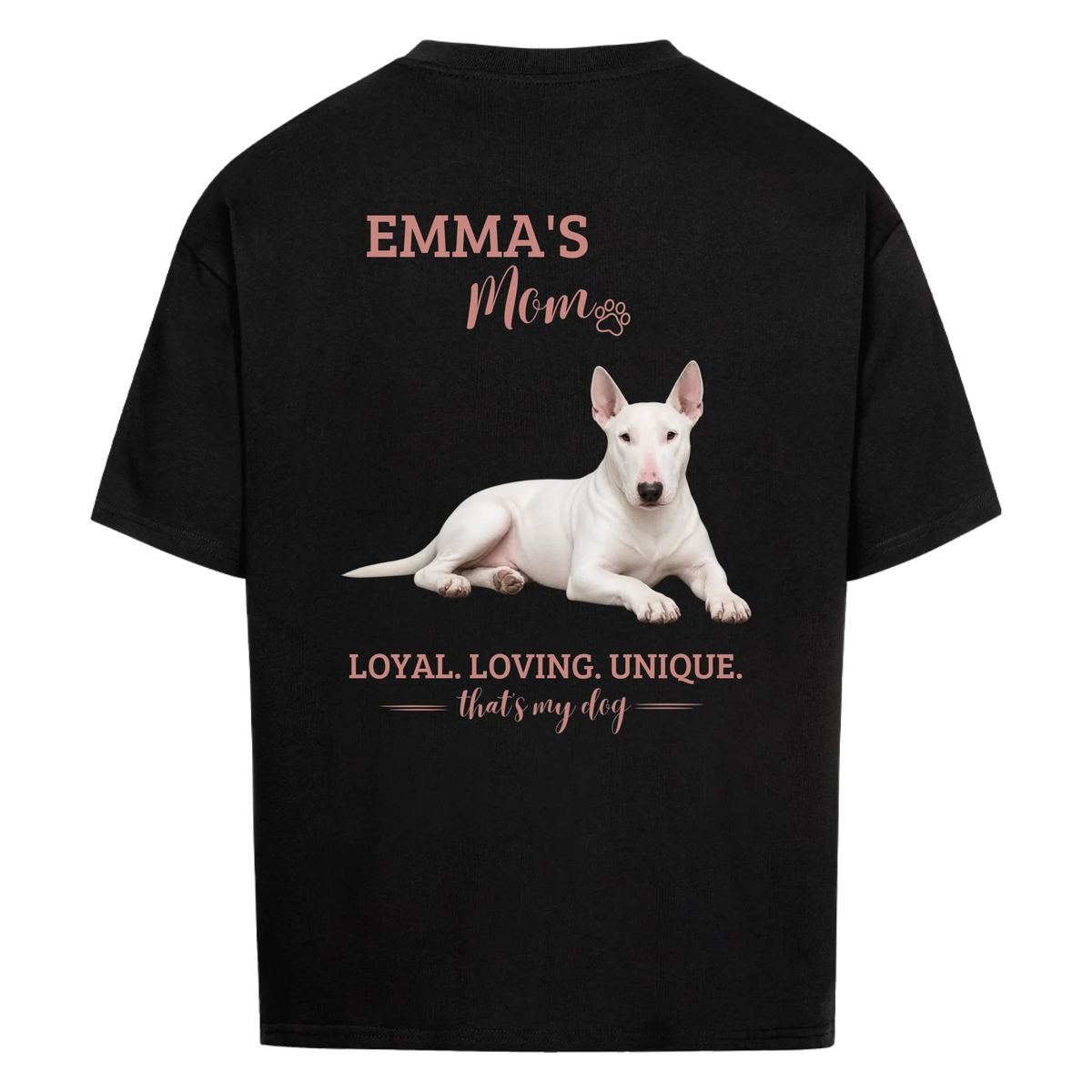Dog / Cat Mom - Personalisierbares Oversized T-Shirt - mit Namen und Foto - Rückenprint